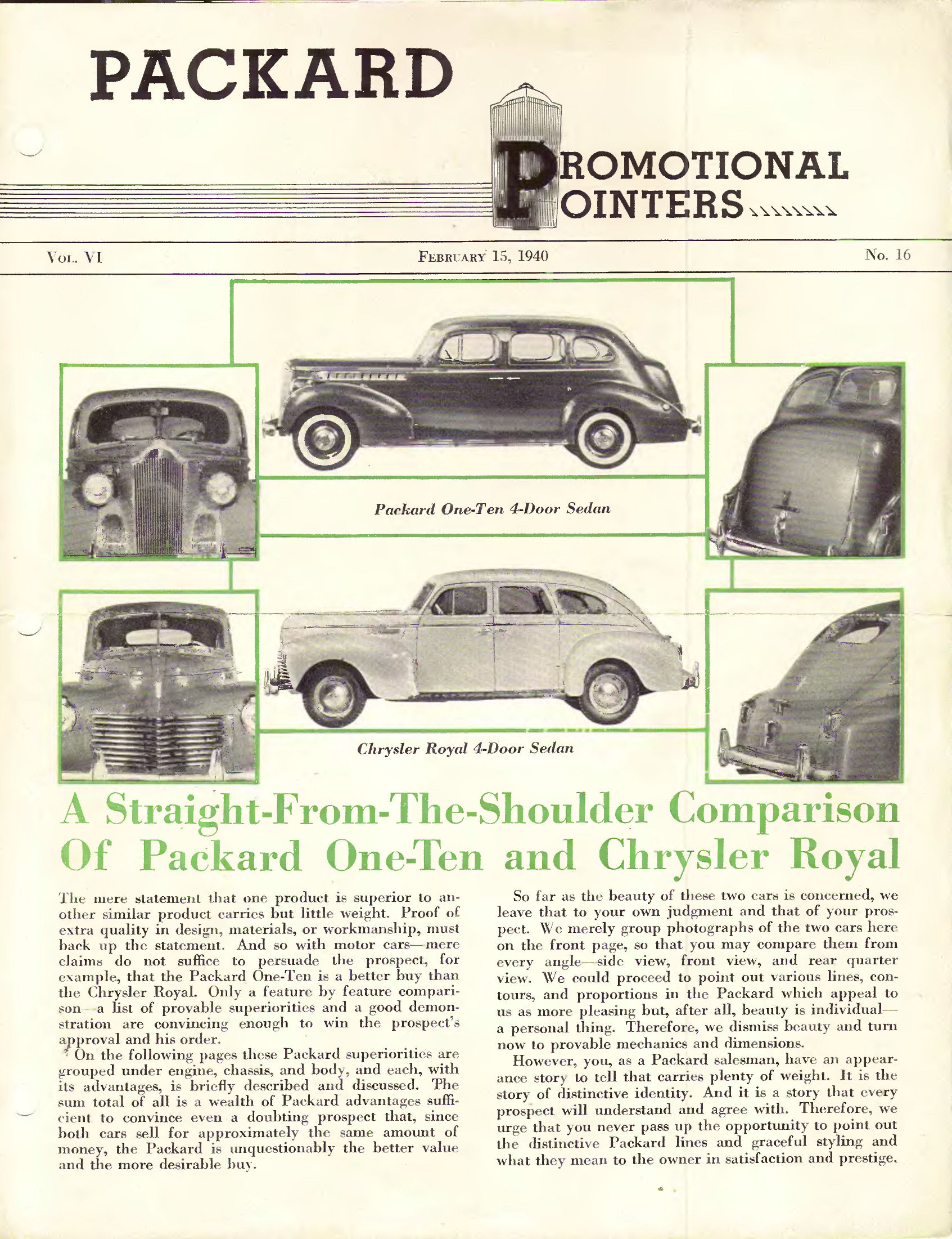 1940 Packard vs. Chrysler Comparison Folder